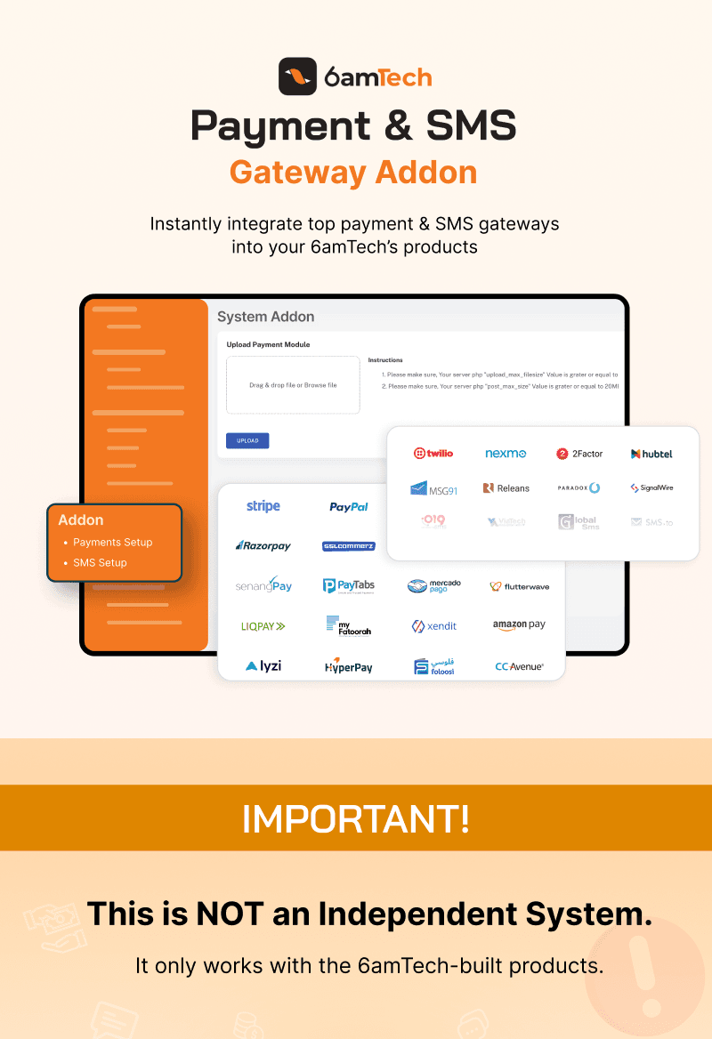 Payment & SMS Gateway Addon